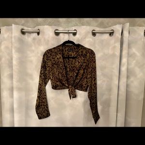 Leopard long sleeve crop top